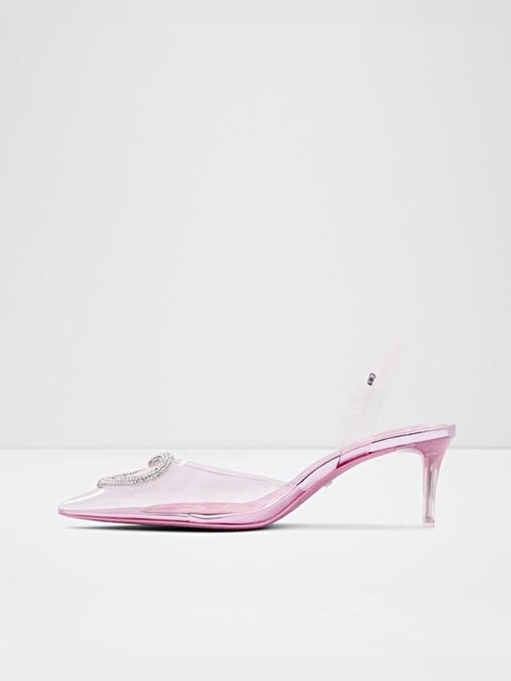 ALDO × Barbie Slingback Heels in Clear Pink with Crystal Heart Gems - Picture 10 of 11